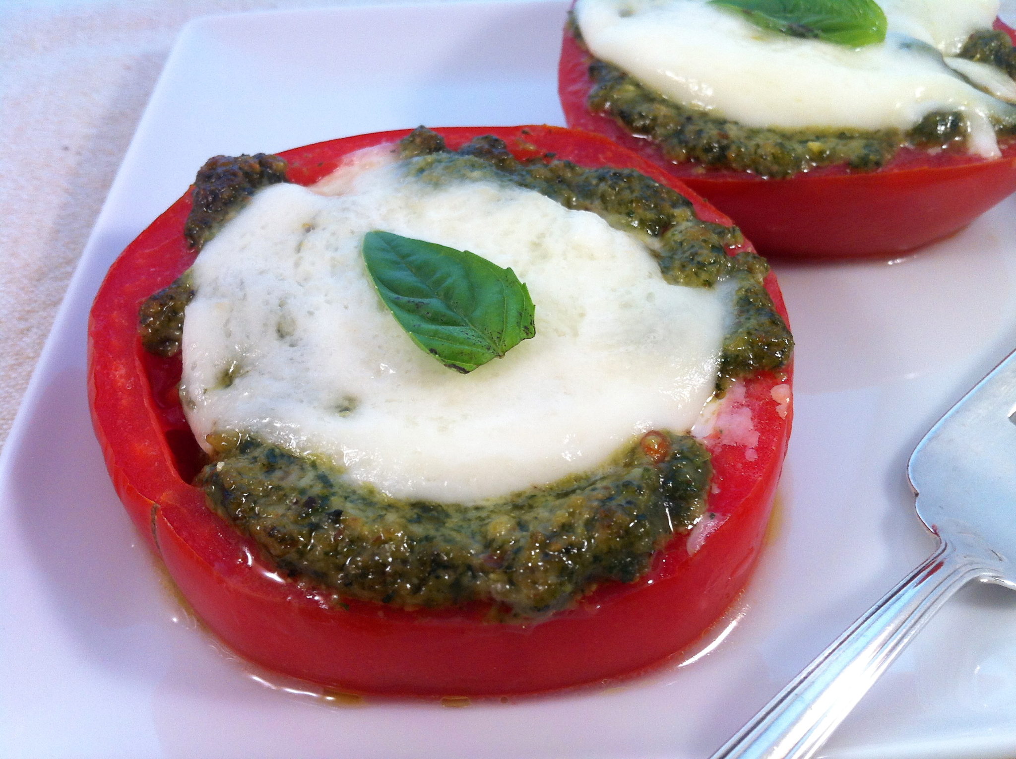 Baked Tomatoes with Mozzarella and Pesto — The Fountain Avenue Kitchen