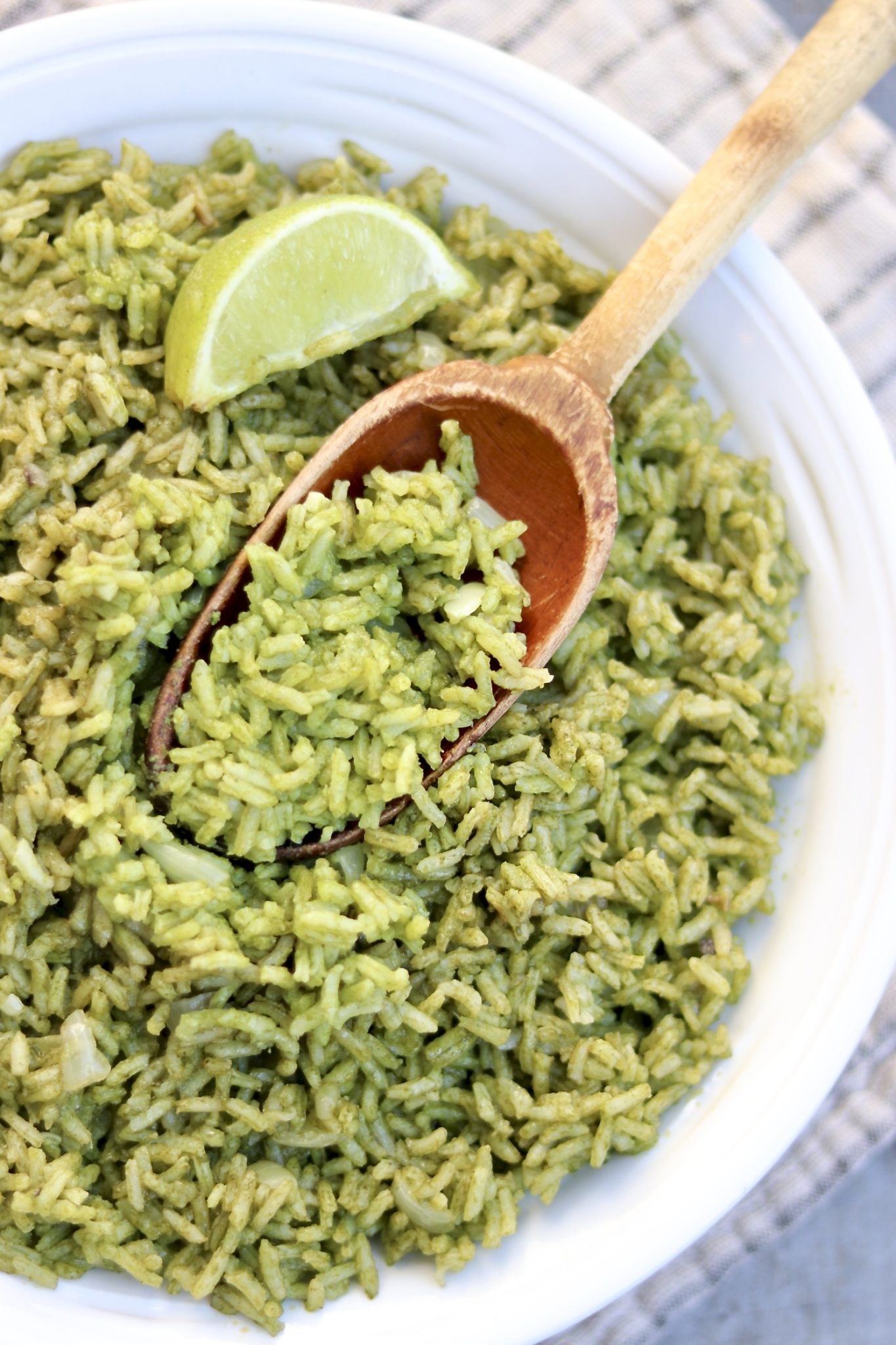 Green RIce-Bursting with flavor and good-for-you ingredients, this colorful rice complements any basic protein and a wide variety of Latin, Asian and African dishes.