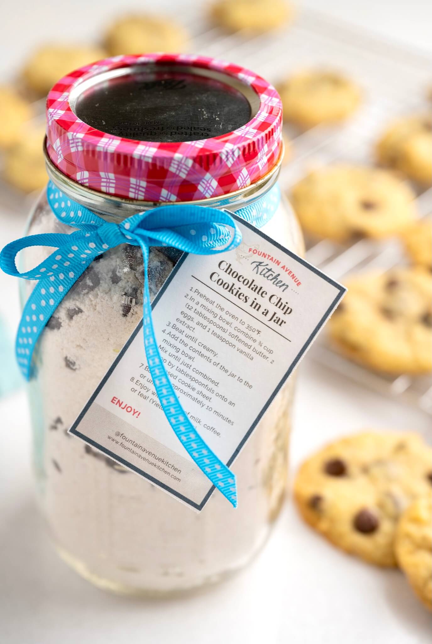 A popular hostess and holiday gift and a great project for kids to make for friends, Chocolate Chip Cookies in a Jar are fun to bake, give, and eat. Printable tags included!