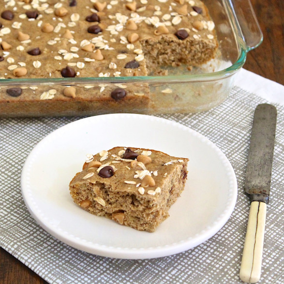 Banana Bread Breakfast Bars use oats in place of flour for a healthy, delicious, gluten-free breakfast or snack