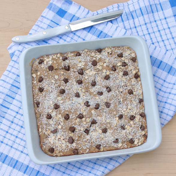 Banana Bread Breakfast Bars use oats in place of flour for a healthy, delicious, gluten-free breakfast or snack