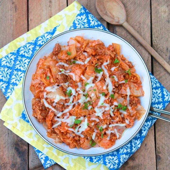 All the flavor of traditional cabbage rolls in one easy pot - or skillet! (Gluten-free, dairy-free if optional cheese topping is omitted and Paleo if pinch of sugar is omitted.)
