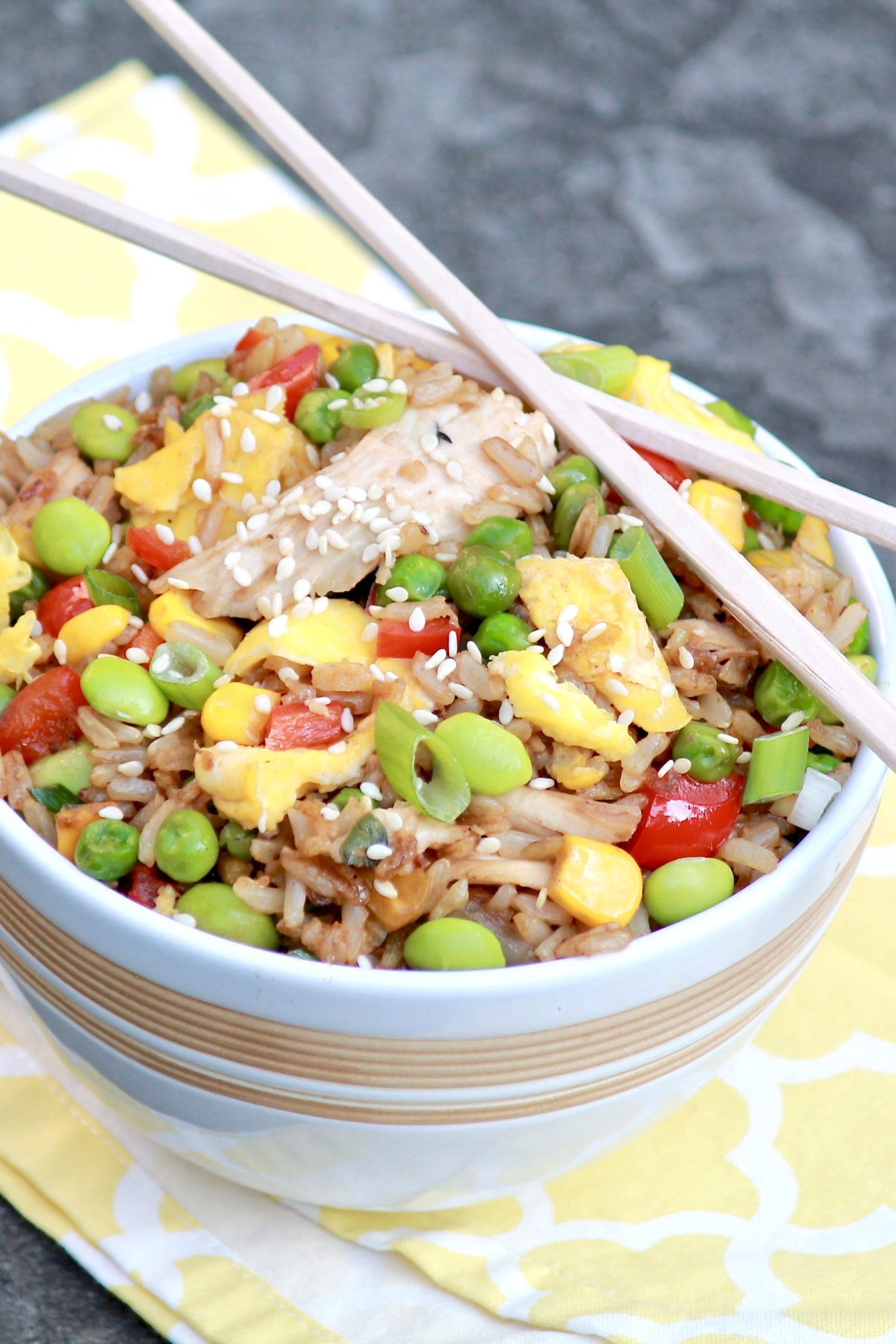 The flavor of homemade fried rice will rival your favorite takeout version and be healthier, too. Make use of leftover rice and chicken for the easiest of meals.