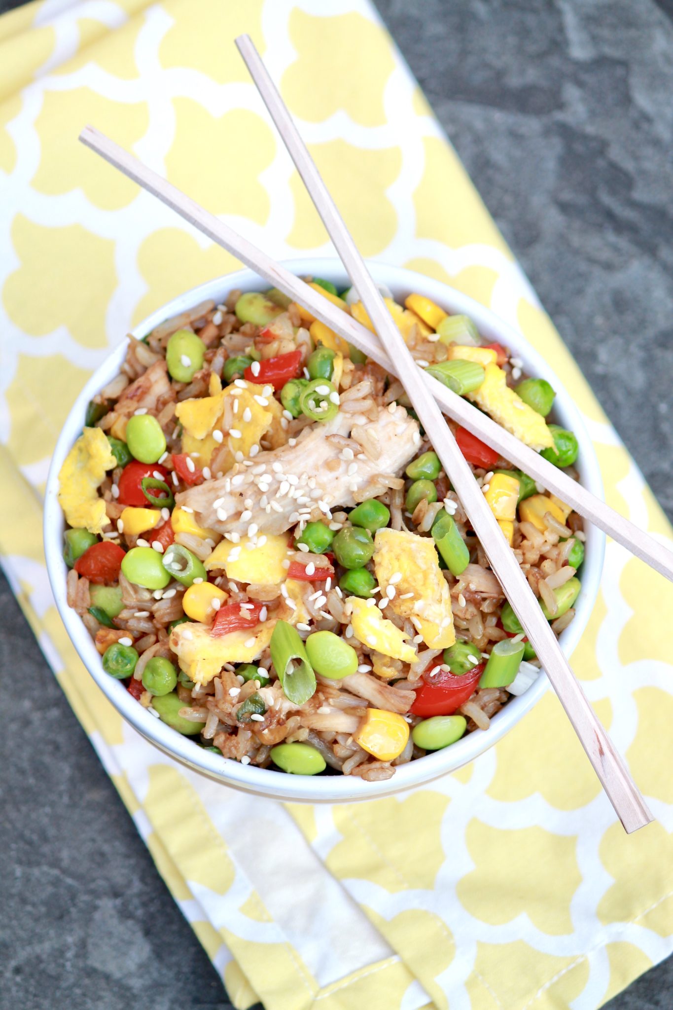 Chicken Fried Rice -The flavor of homemade fried rice will rival your favorite takeout version and be healthier, too. Make use of leftover rice and chicken for the easiest of meals.