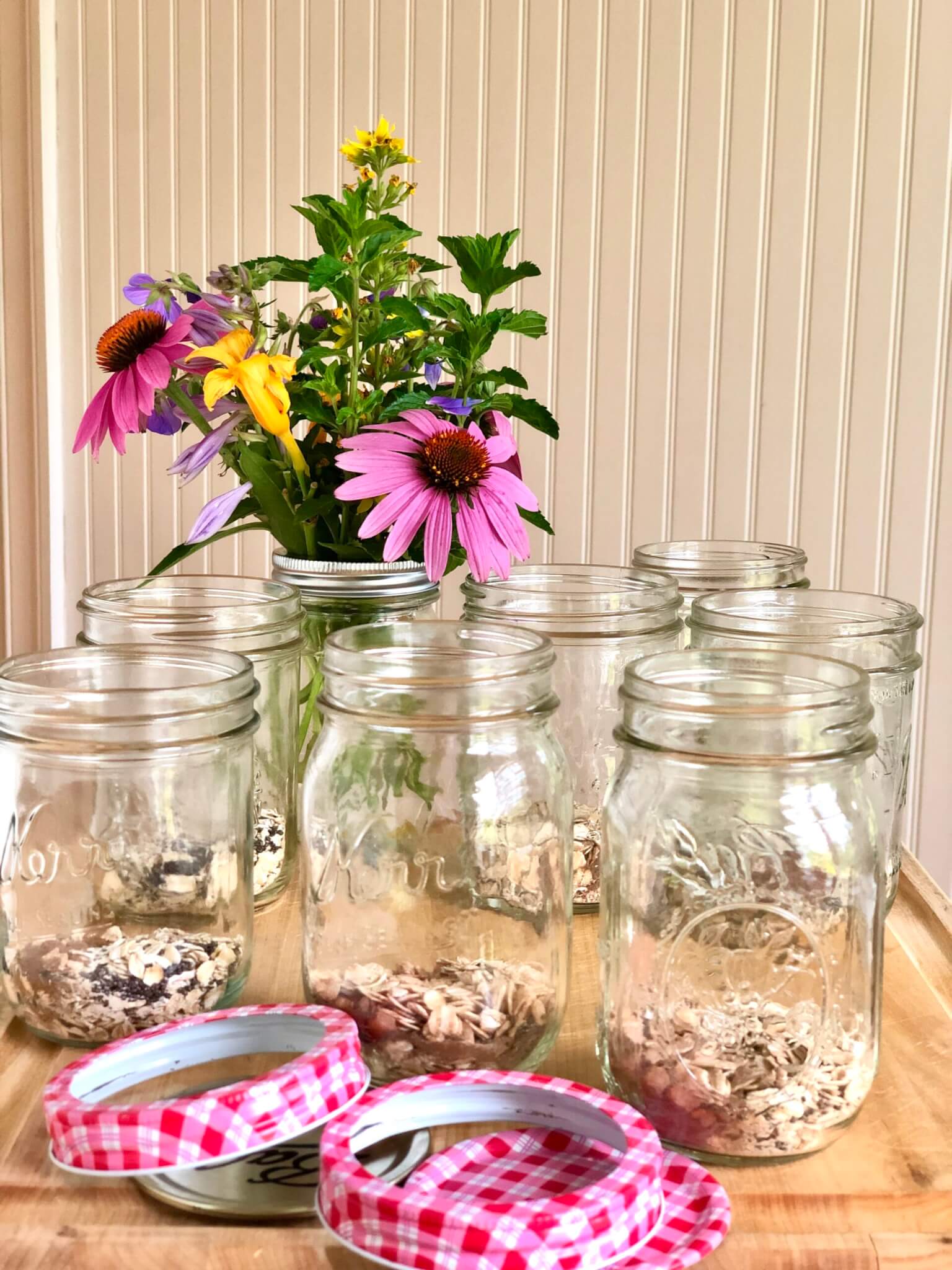 Add the dry ingredients to as many jars as you wish. That way, the quick, night-before prep is even quicker!