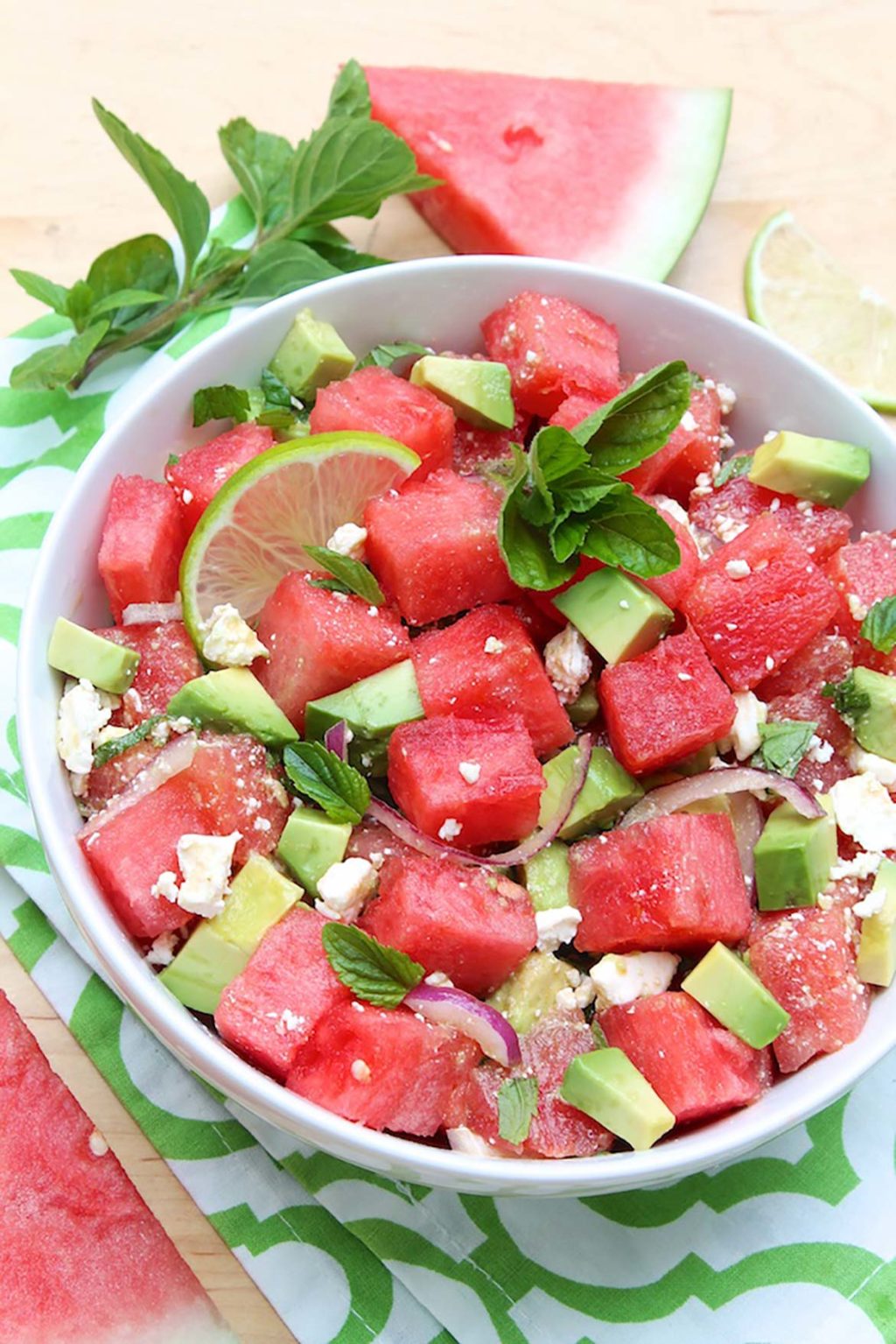 Avocado, Watermelon & Mint Salad with Feta Cheese The Fountain Avenue