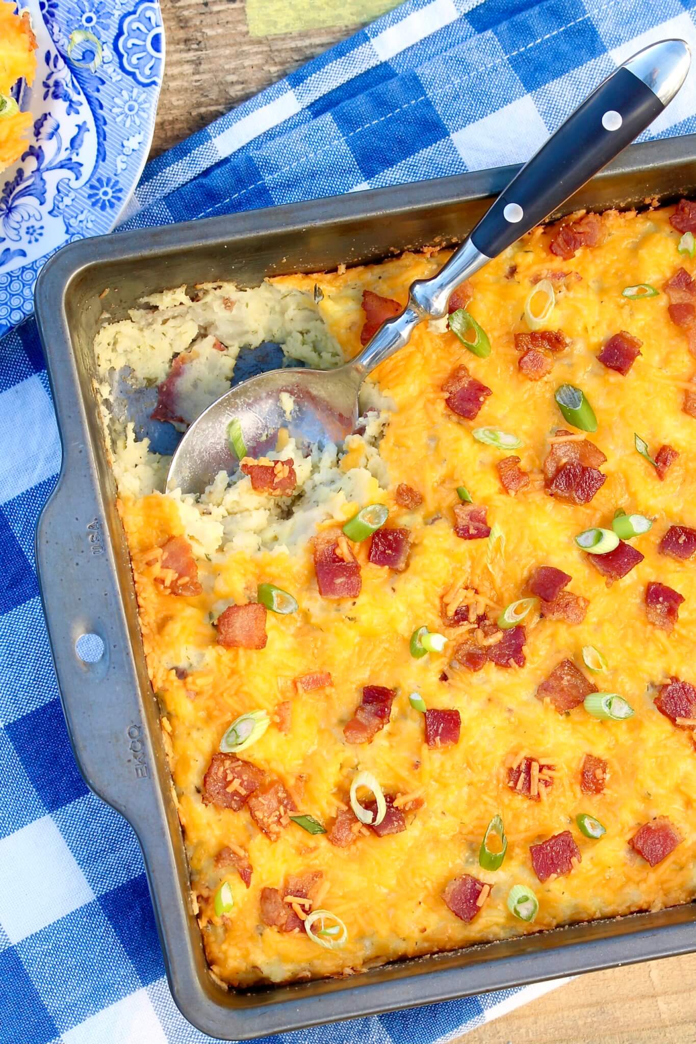 Leftover mashed potatoes can be given new life with a few basic ingredients. You can even top them like a stuffed potato if you like.