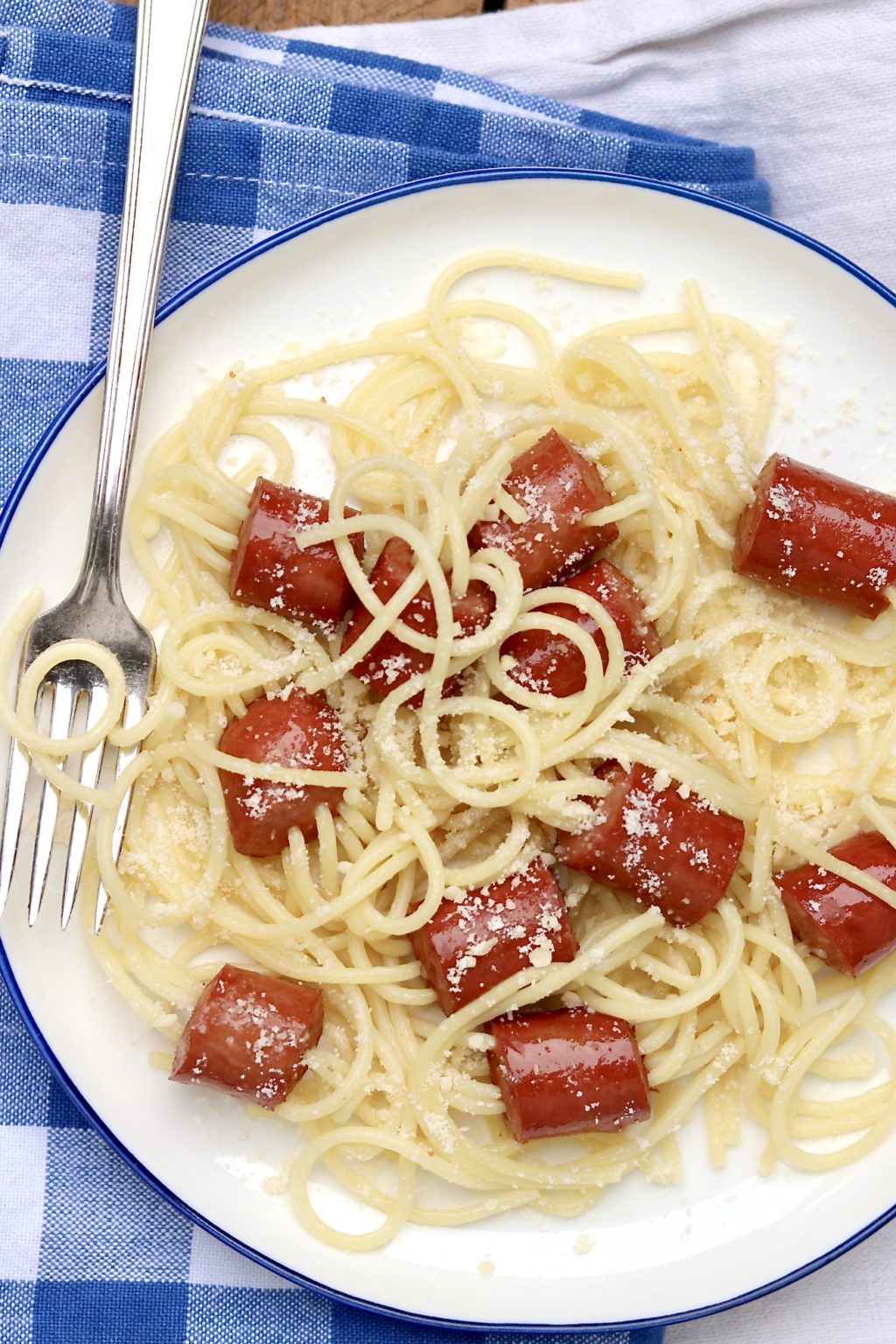 Threaded Hot Dog or Sausage Spaghetti (aka "Spider Dogs") The