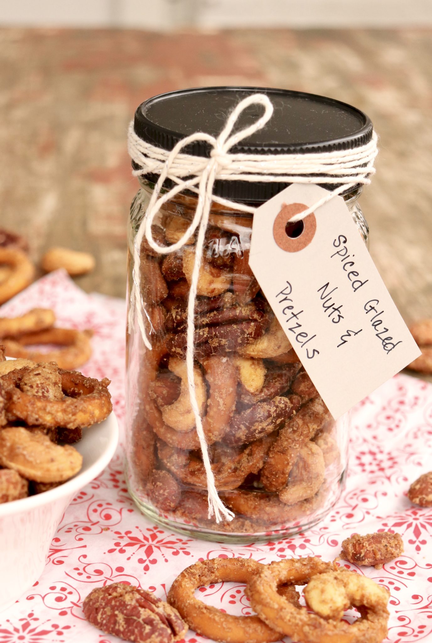 Spiced Glazed Nuts & Pretzel Mix ― Sweet and spicy mingle with salty and crunchy in this crowd-pleasing cocktail snack that doubles as a convenient hostess or holiday gift.