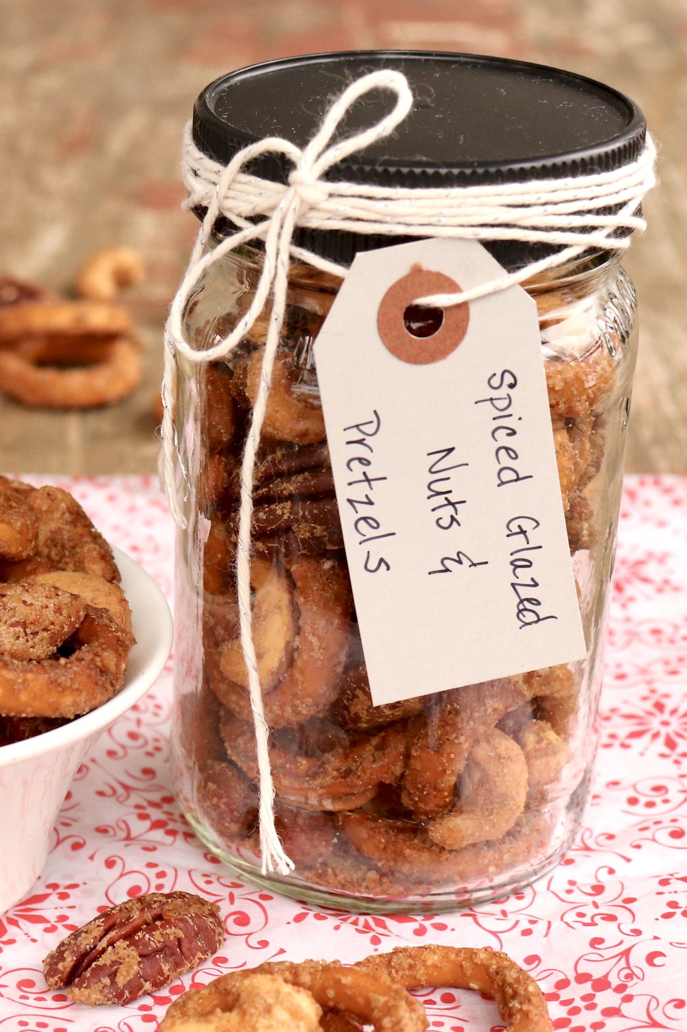 Spiced Glazed Nuts & Pretzel Mix ― Sweet and spicy mingle with salty and crunchy in this crowd-pleasing cocktail snack that doubles as a convenient hostess or holiday gift.