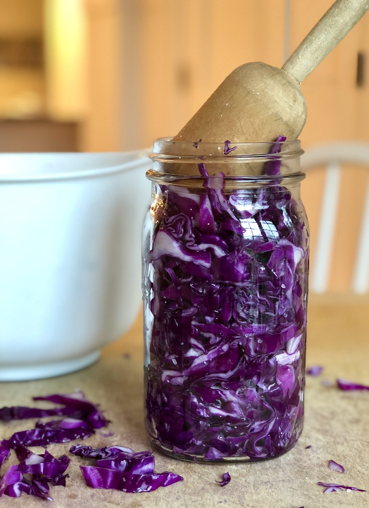 2-ingredient homemade sauerkraut is loaded with gut-healthy probiotics and incredibly easy to make.