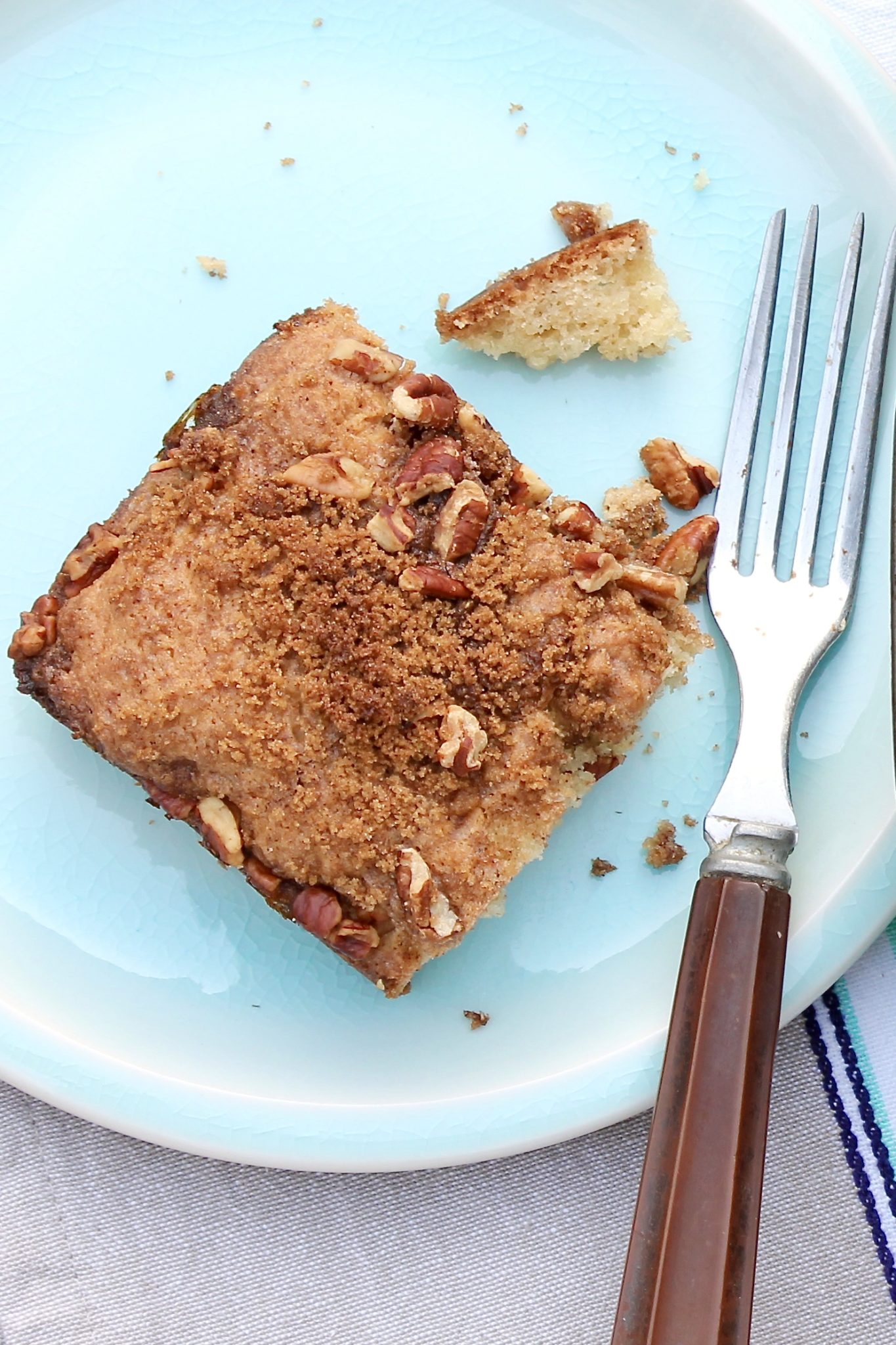 Overnight Cinnamon Pecan Coffee Cake is a longtime family favorite. Classic yet super simple, this recipe tastes just like a good coffee cake should!