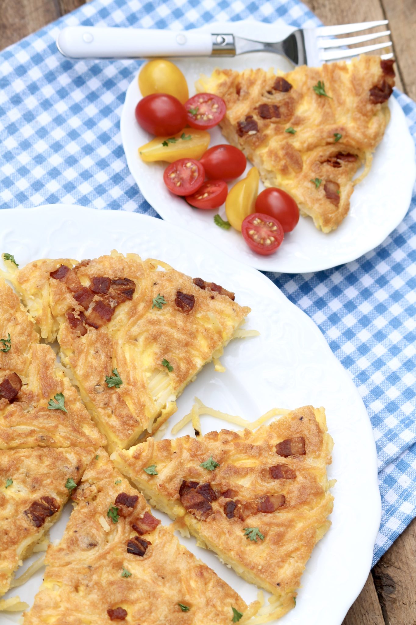 Leftover Pasta Frittata-This speedy dish is the perfect way to stretch leftover pasta into a fun new meal. Recipe works with spaghetti squash, too!