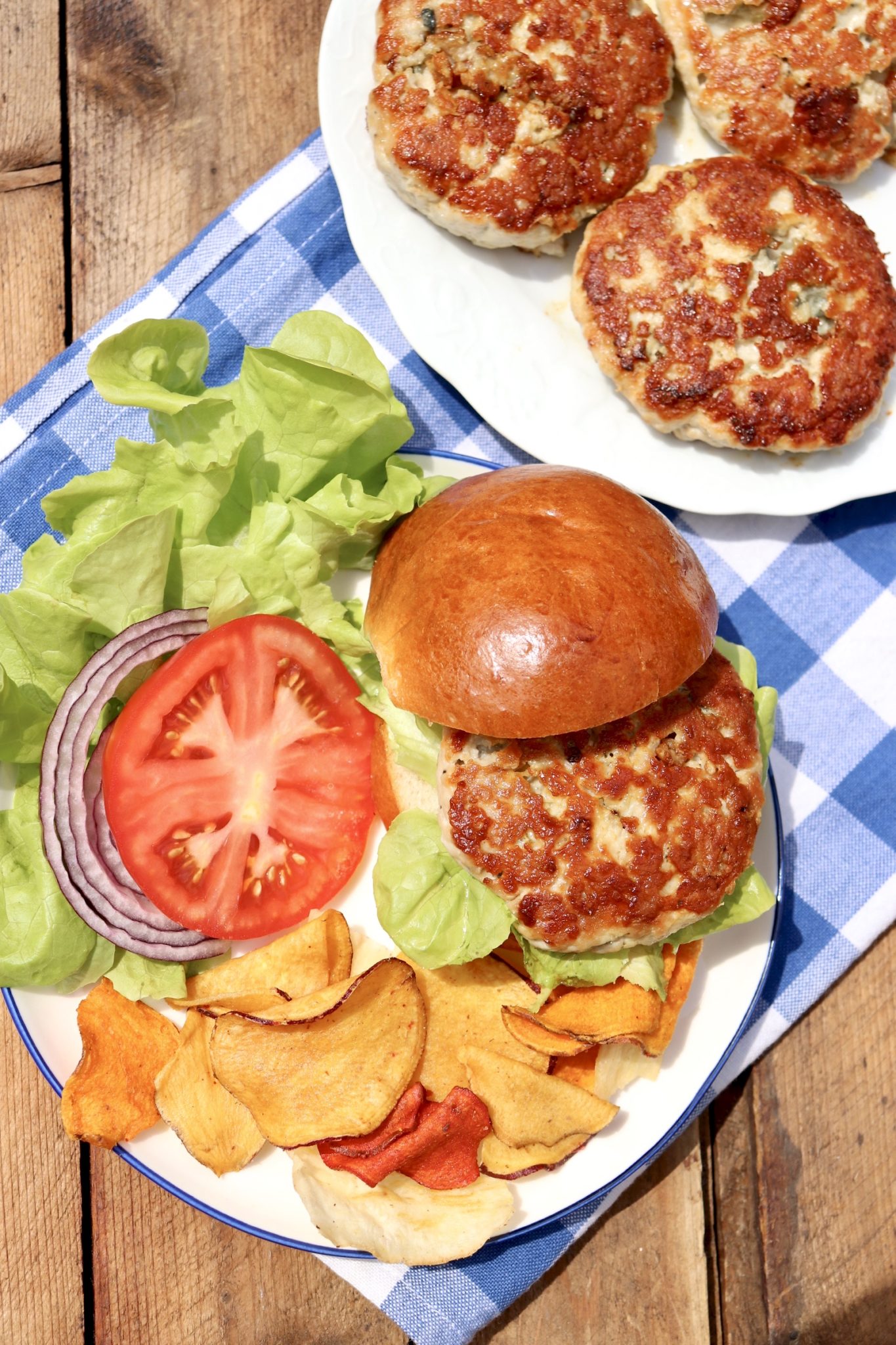 Blue Cheese Turkey Burgers-3 simple ingredients make THE BEST turkey burgers ever...tender, flavorful and not the least bit dry. Easy to cook on the grill or stovetop.