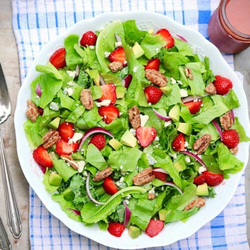 dressing for green salad with strawberries Strawberry Arugula Salad + Strawberry Champagne Dressing