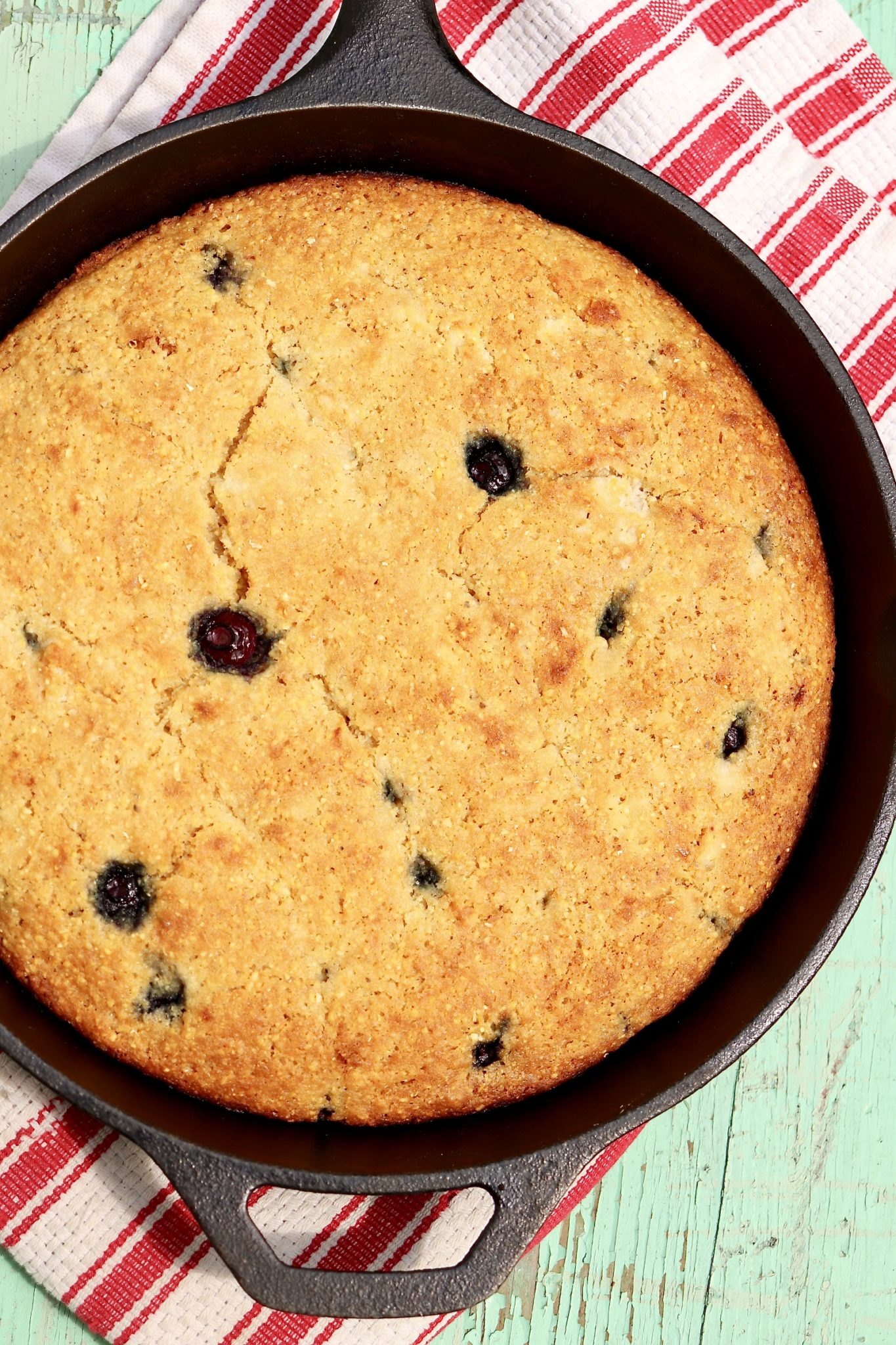 Blueberry Lemon Cornbread-This delightful twist on the usual cornbread comes together quickly with pantry and freezer ingredients. An easy tip ensures leftovers are never dry!