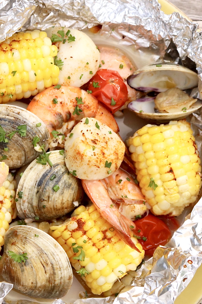Mix & Match Grilled Seafood Packets (aka Ocean Packets)-Healthy, single-serve packets that are loaded with flavor and just plain fun to eat. Quick to prep and easy customize based on allergies or personal preference. (And cleanup is a breeze!)
