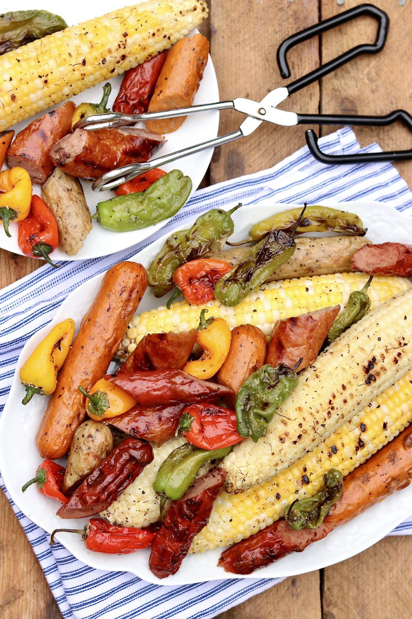Easy Grilled Sausage, Pepper & Corn Dinner-A fun, family-style meal that captures the essence of summer and can be customized to taste. It's quick, easy and perfect for busy weeknights and casual entertaining.