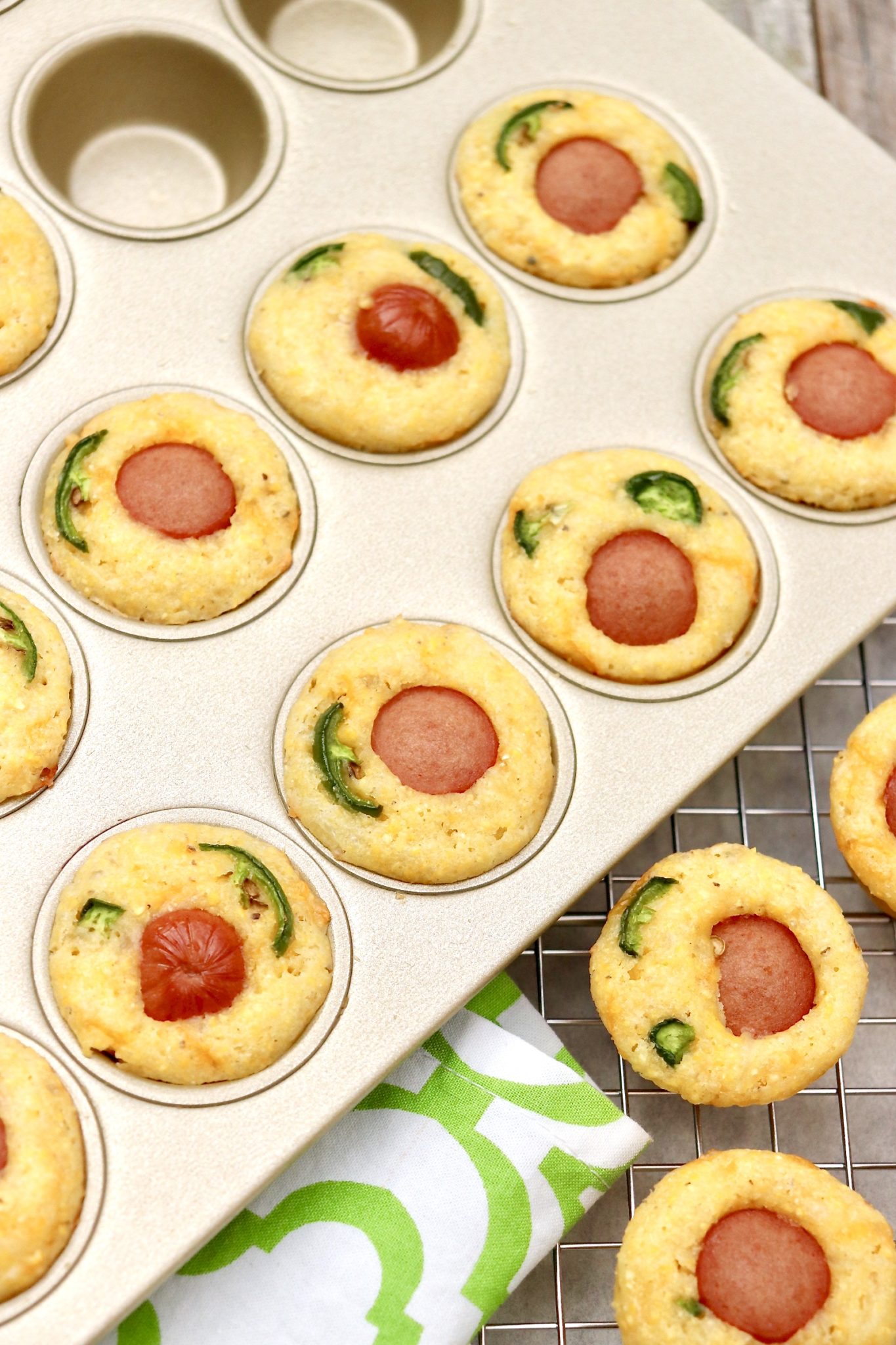 Corn Dog Poppers (or cornbread) - A bite-size twist on a perennial favorite that's a little more cornbread than hot dog and a crowd-pleasing accompaniment to soups, stews and salads