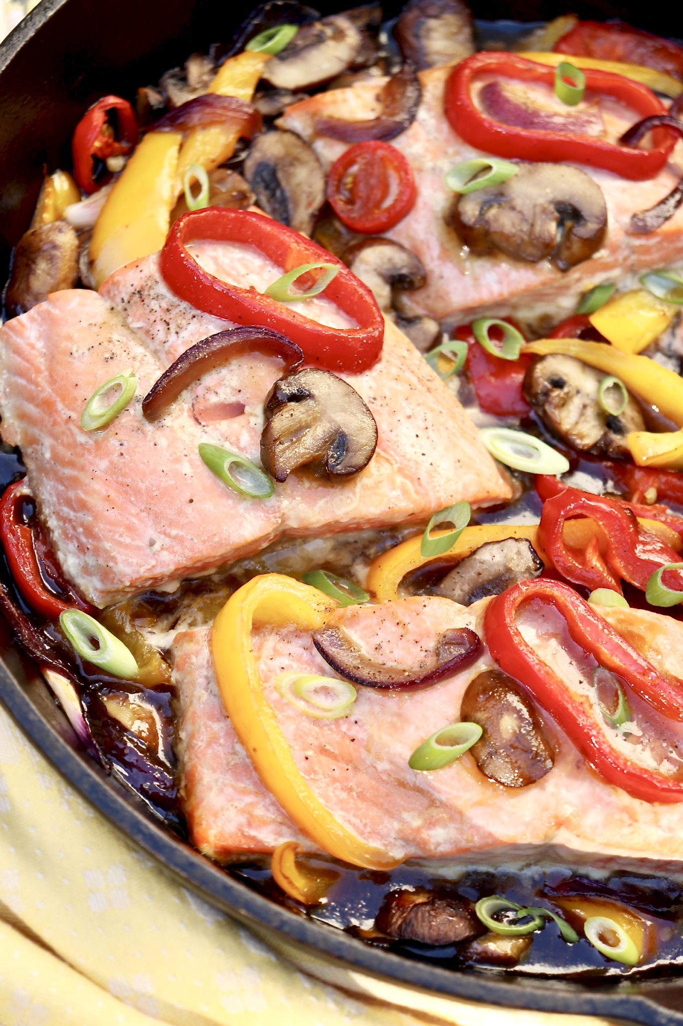 ONE PAN TERIYAKI SALMON & VEGETABLES - A shortcut ingredient adds ease and loads of flavor to this heart-healthy, veggie-rich dinner that cooks in a single pan.