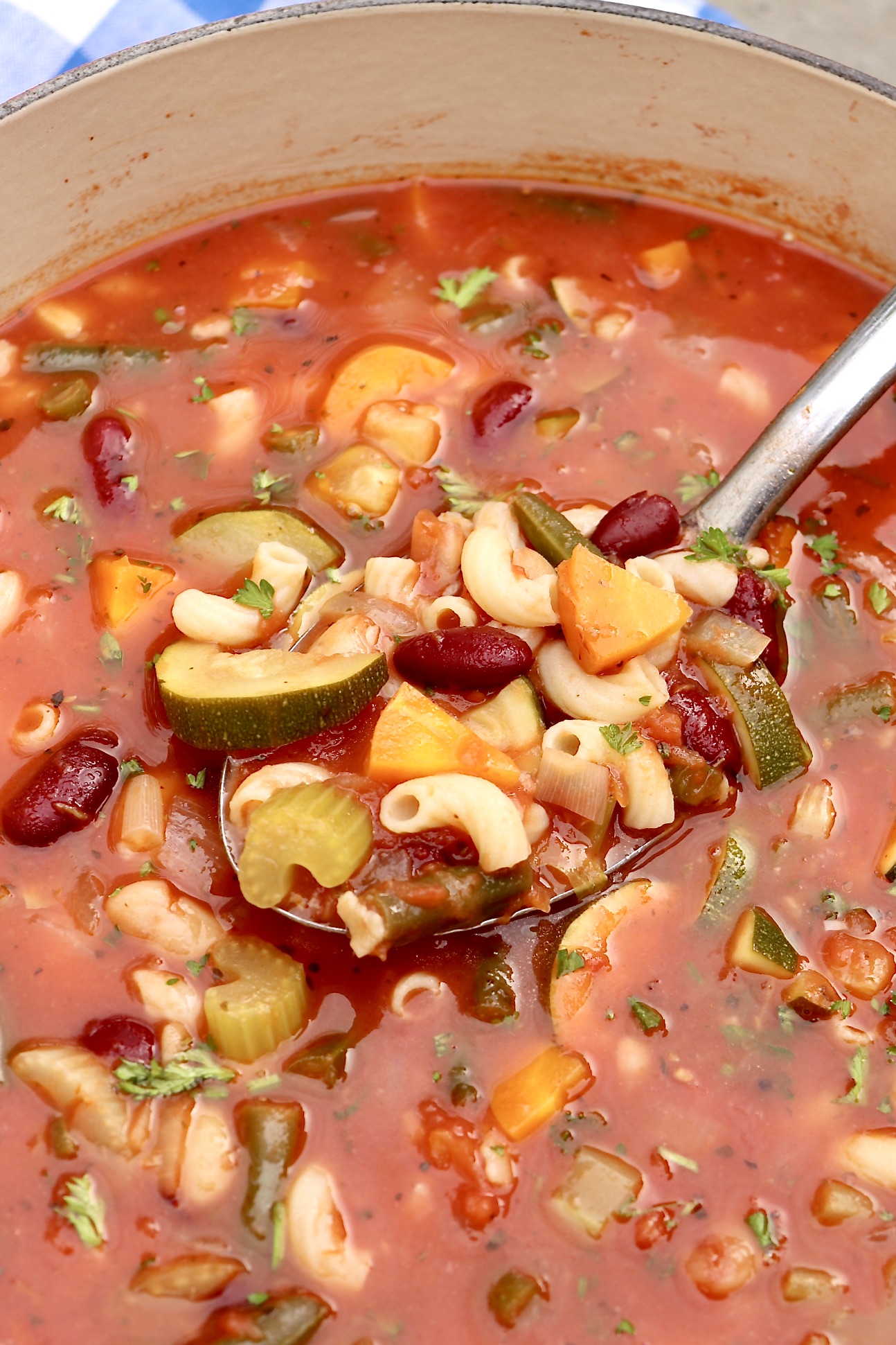 An abundance of colorful veggies is the basis for this classic, comforting soup, which cooks in one pot for a go-to meal on a busy night. The flexible recipe is protein-rich and plant-based, but a variety of meats may be added for those who enjoy.