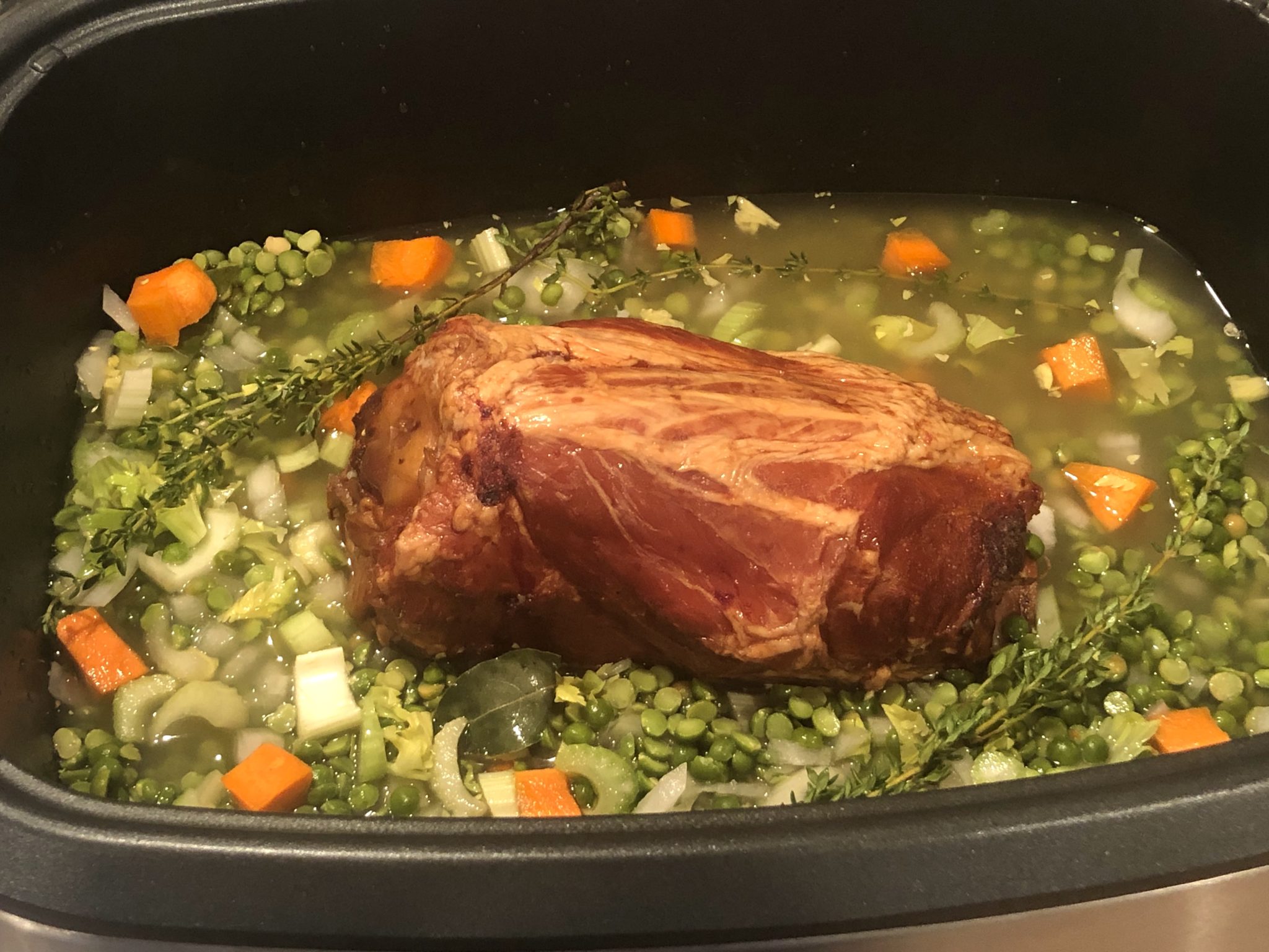 Healthy, economical pantry ingredients combine with refrigerator staples in this hearty, comforting, slow cooked soup. Makes a big batch and freezes well, too.