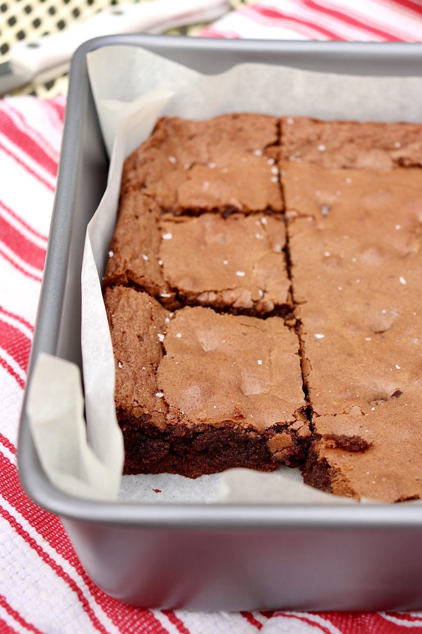 Chewy edges yield to delightfully creamy insides and a "just right" chocolate flavor in these Nutella-infused brownies...and the recipe fills a 9x13 pan!
