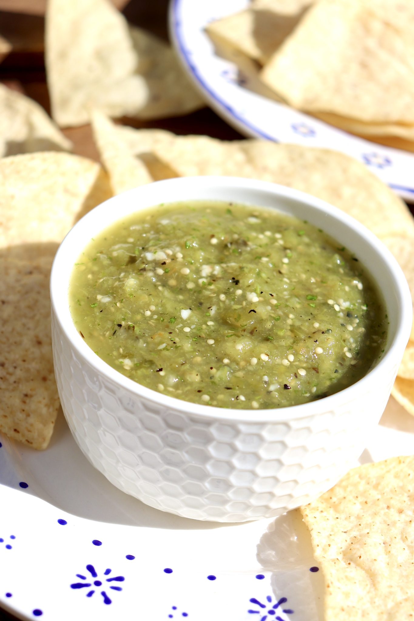 A quick broil brings out the flavor of tomatillos in this easy salsa that can be used just like its red counterpart. Think grilled meats, eggs, burgers, grain bowls, and anything Tex-Mex!