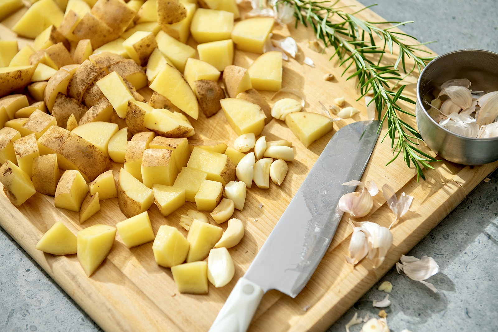 Light and creamy mashed potatoes can be dairy-free, fuss-free, and utterly delicious. Add a sprig of fresh rosemary for a little something extra!