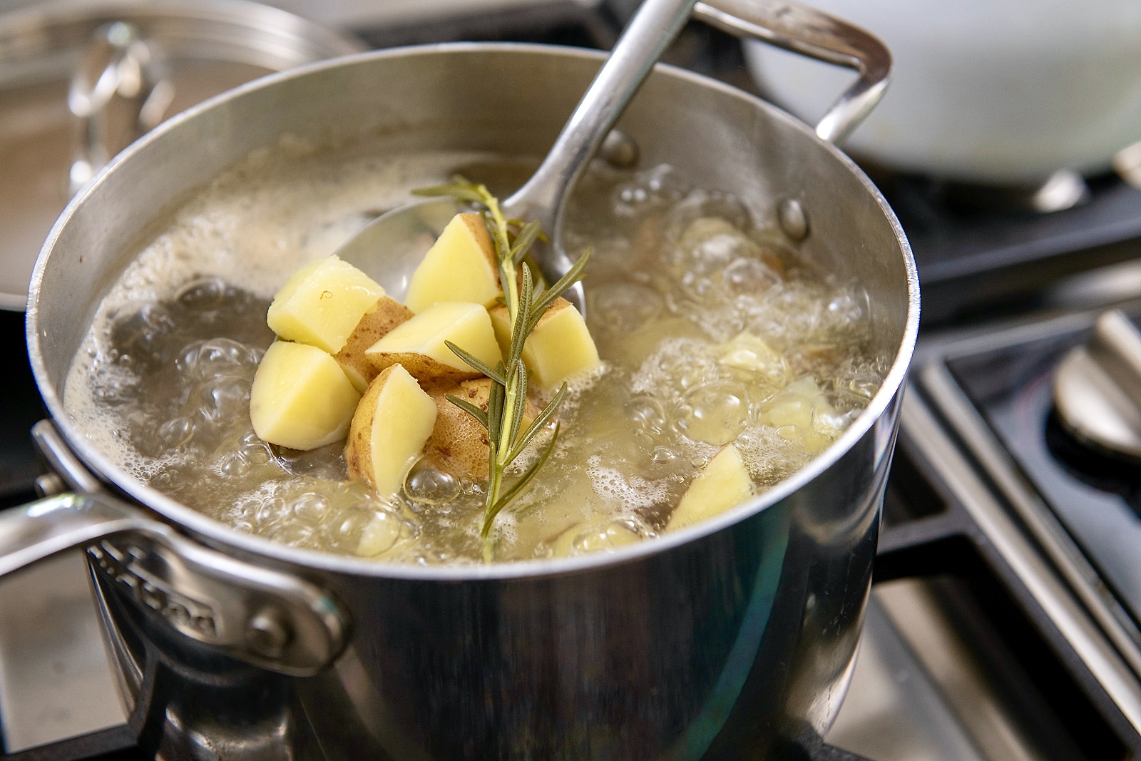 Light and creamy mashed potatoes can be dairy-free, fuss-free, and utterly delicious. Add a sprig of fresh rosemary for a little something extra!