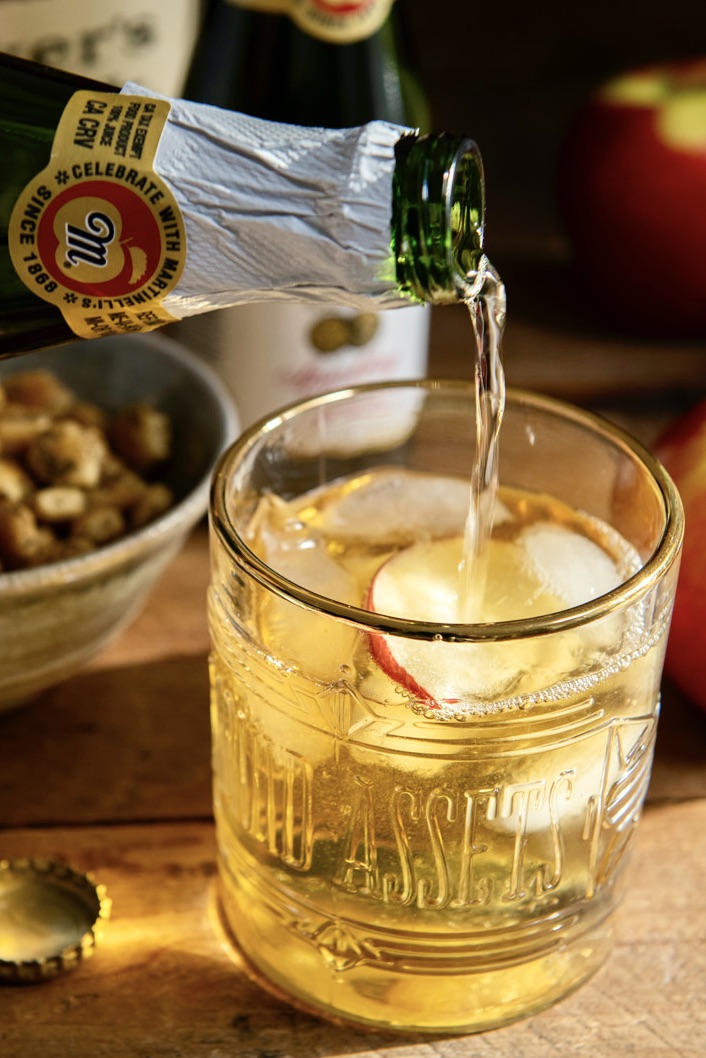The warm notes of Bourbon complement the sweetness of apples in this lightly effervescent cocktail that takes a mere minute to make. Prefer a mocktail? Just skip the Bourbon!