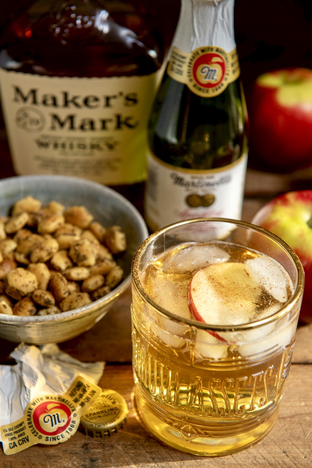 The warm notes of Bourbon complement the sweetness of apples in this lightly effervescent cocktail that takes a mere minute to make. Prefer a mocktail? Just skip the Bourbon!