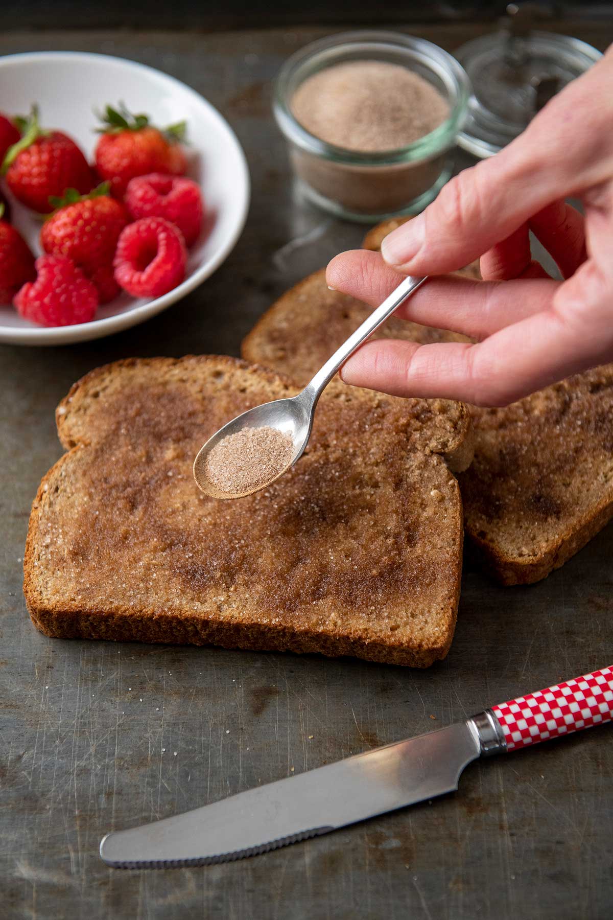 Warm hearts and stomachs with this super simple breakfast that takes mere minutes to make. The perfect balance of cinnamon and sugar (and keeping the mixture on hand to use whenever needed) is the secret to success!