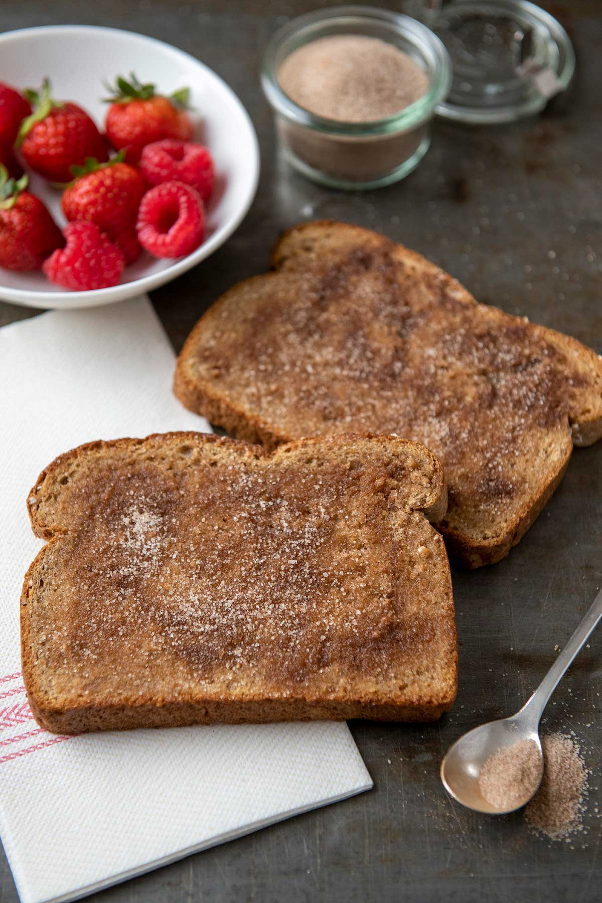 Warm hearts and stomachs with this super simple breakfast that takes mere minutes to make. The perfect balance of cinnamon and sugar (and keeping the mixture on hand to use whenever needed) is the secret to success!