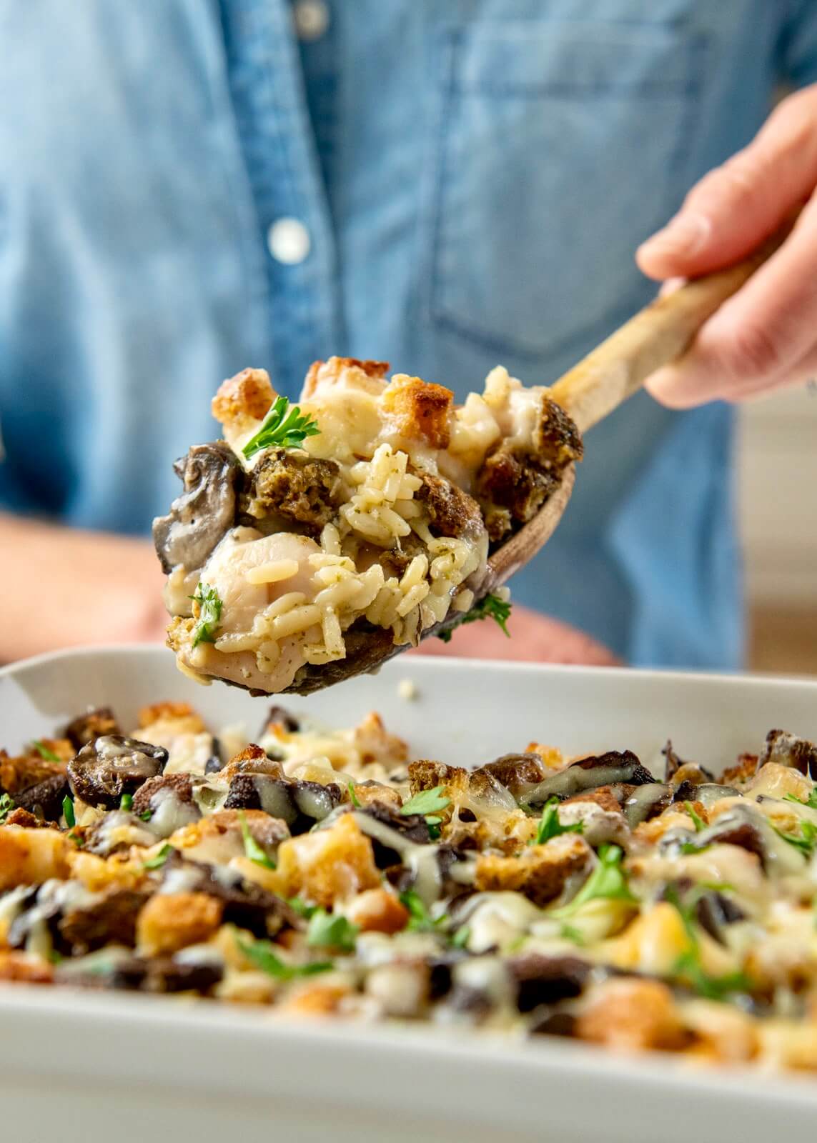 The ultimate comfort food layered with flavorful rice, protein-rich chicken, a creamy sauce, and crispy topping-and there are easy options for adding vegetables. Plus the casserole is quick to assemble, and you may prepare it ahead of time and even freeze it.