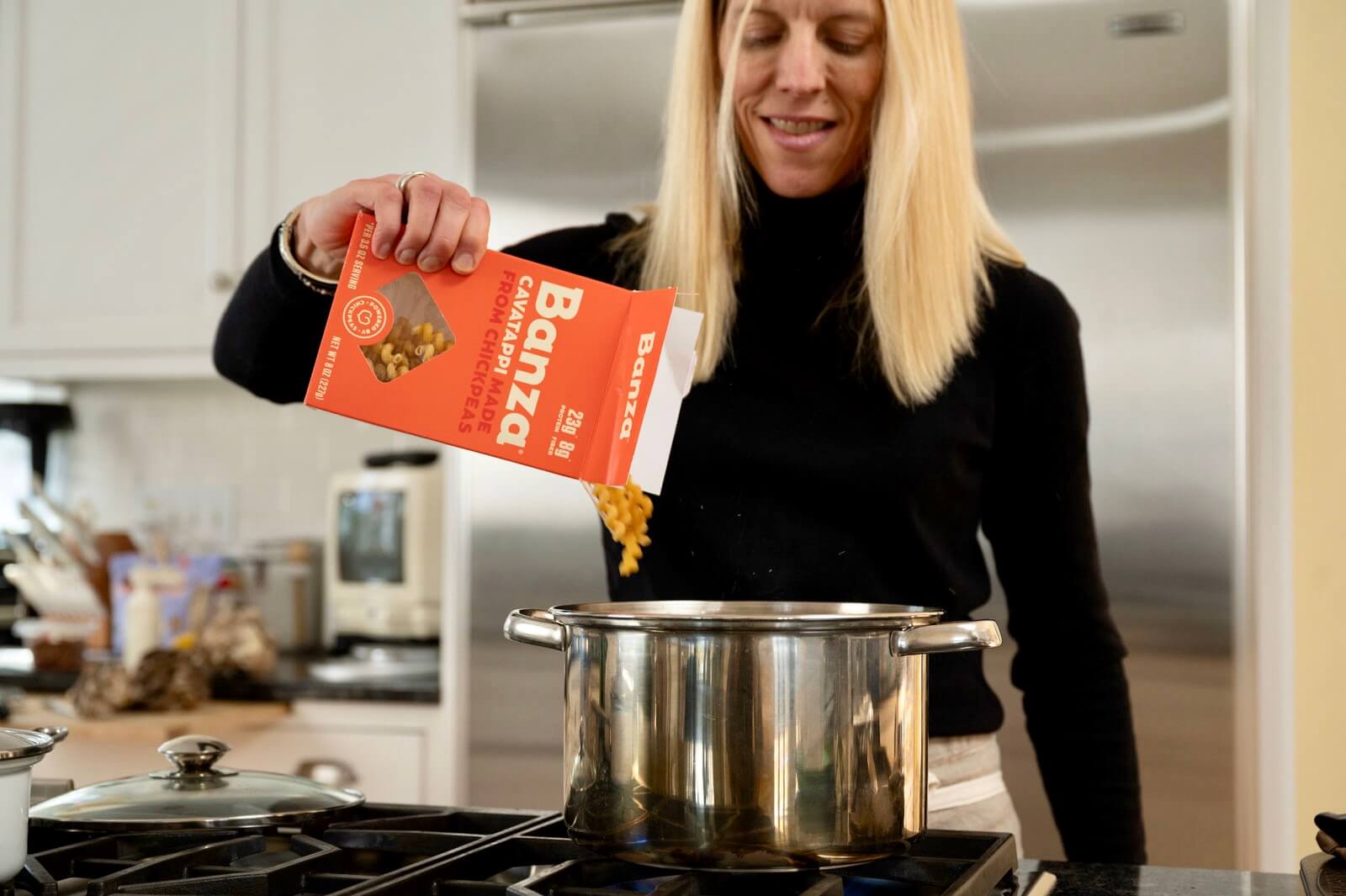 A protein-rich pasta makes this a filling, meatless meal.