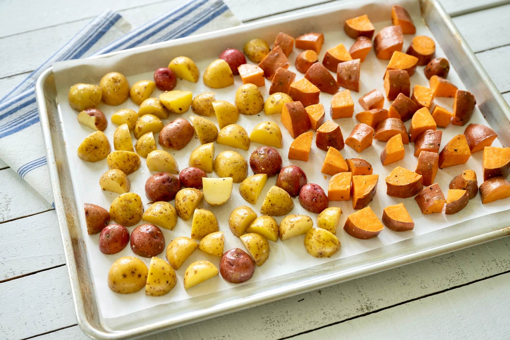 No need to peel the potatoes in this customizable salad, which uses a unique dressing that can be made in advance.