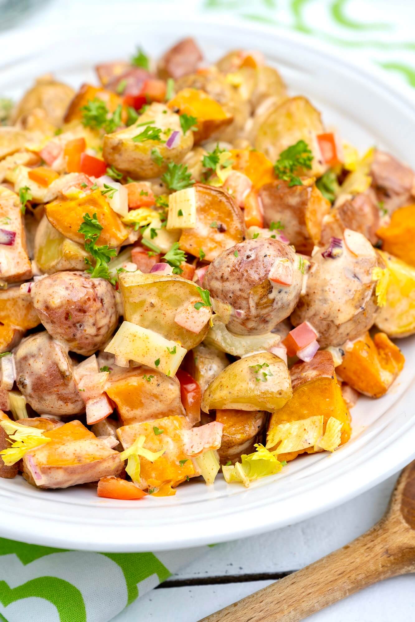 No need to peel the potatoes in this customizable salad, which uses a unique dressing that can be made in advance.