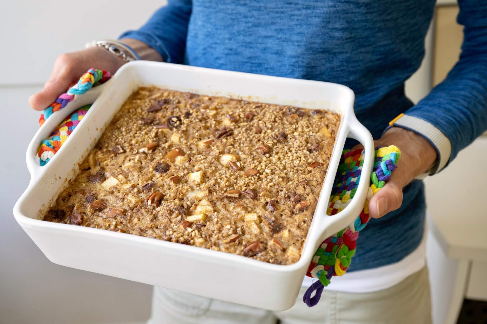 Steel cut oats add something exciting to the world of baked oatmeal in this prep-ahead breakfast that's worth waking up for!