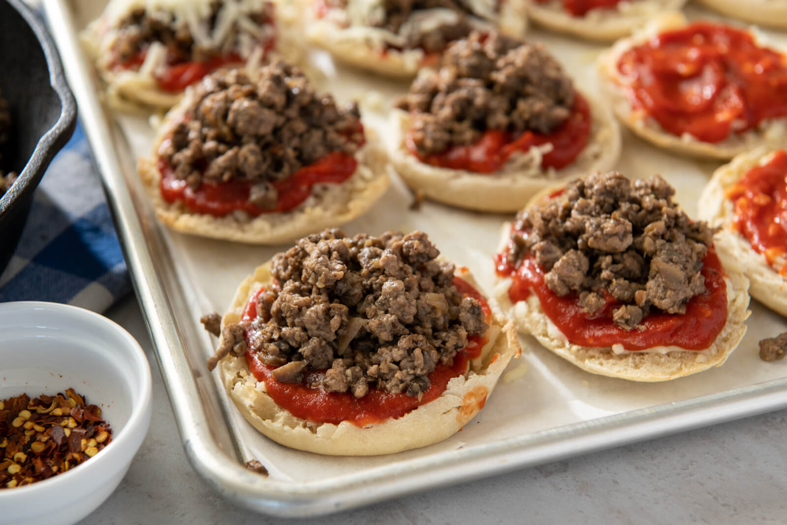 Simple ingredients are assembled into meaty pizzas that bake straight from the freezer for easy, satisfying meals whenever needed!