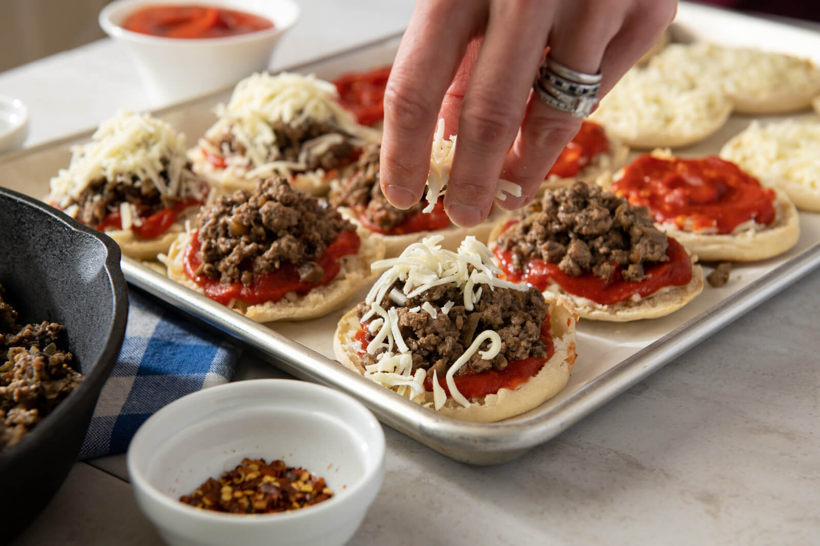 Simple ingredients are assembled into meaty pizzas that bake straight from the freezer for easy, satisfying meals whenever needed!