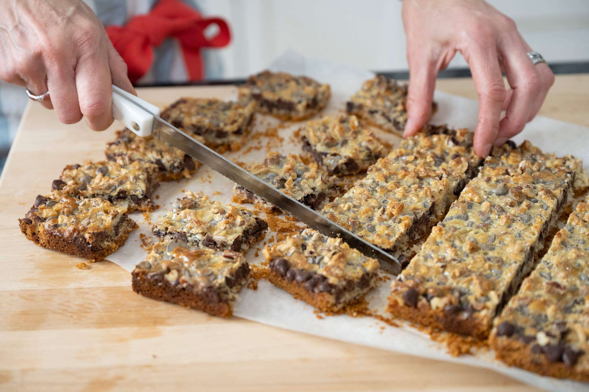 Destined to be the hit of the bake sale, holiday cookie platter, or potluck, you need not wait for a special occasion to bake these magical bars. Six simple ingredients never tasted so good!