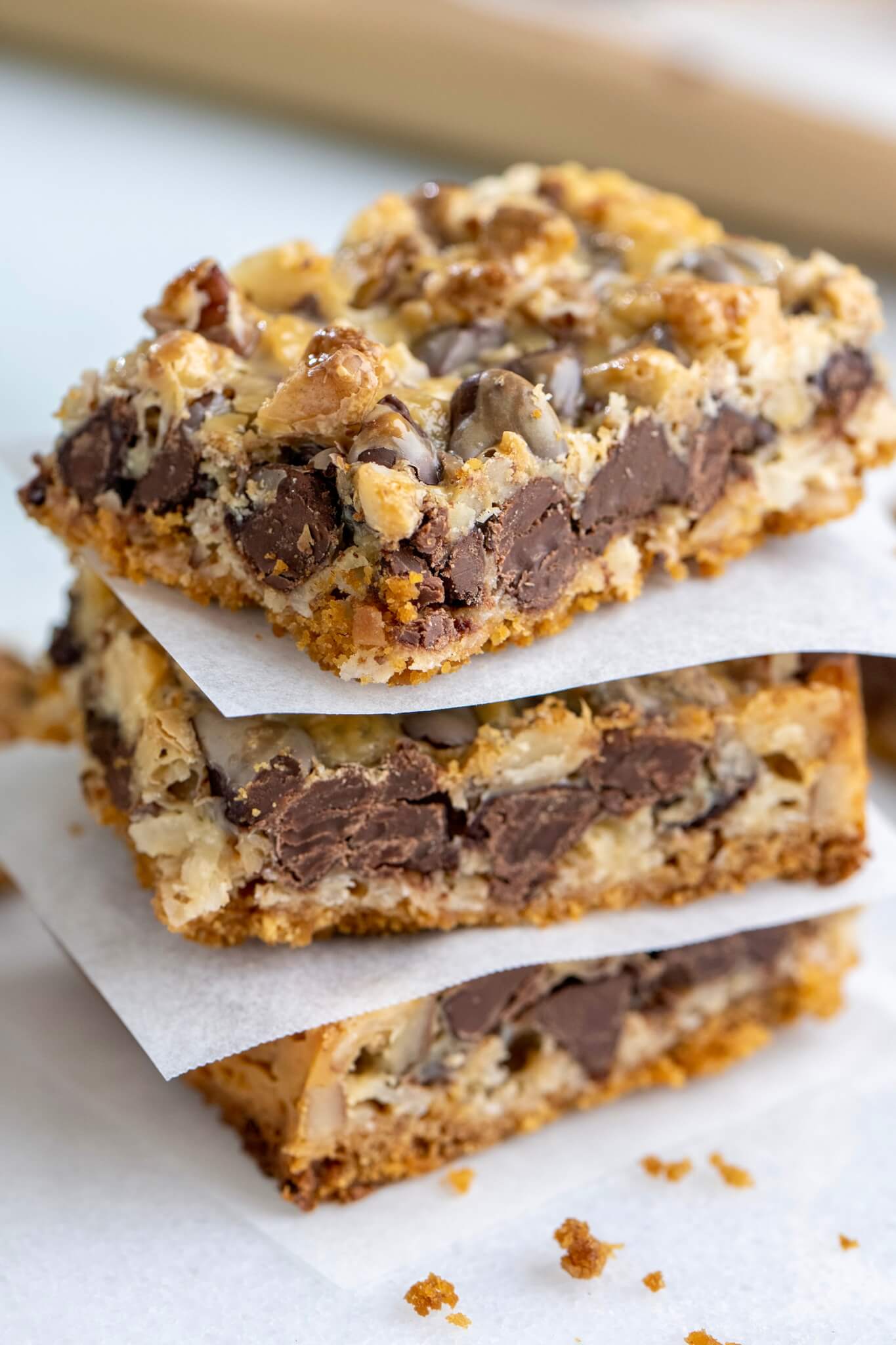 Destined to be the hit of the bake sale, holiday cookie platter, or potluck, you need not wait for a special occasion to bake these magical bars. Six simple ingredients never tasted so good!