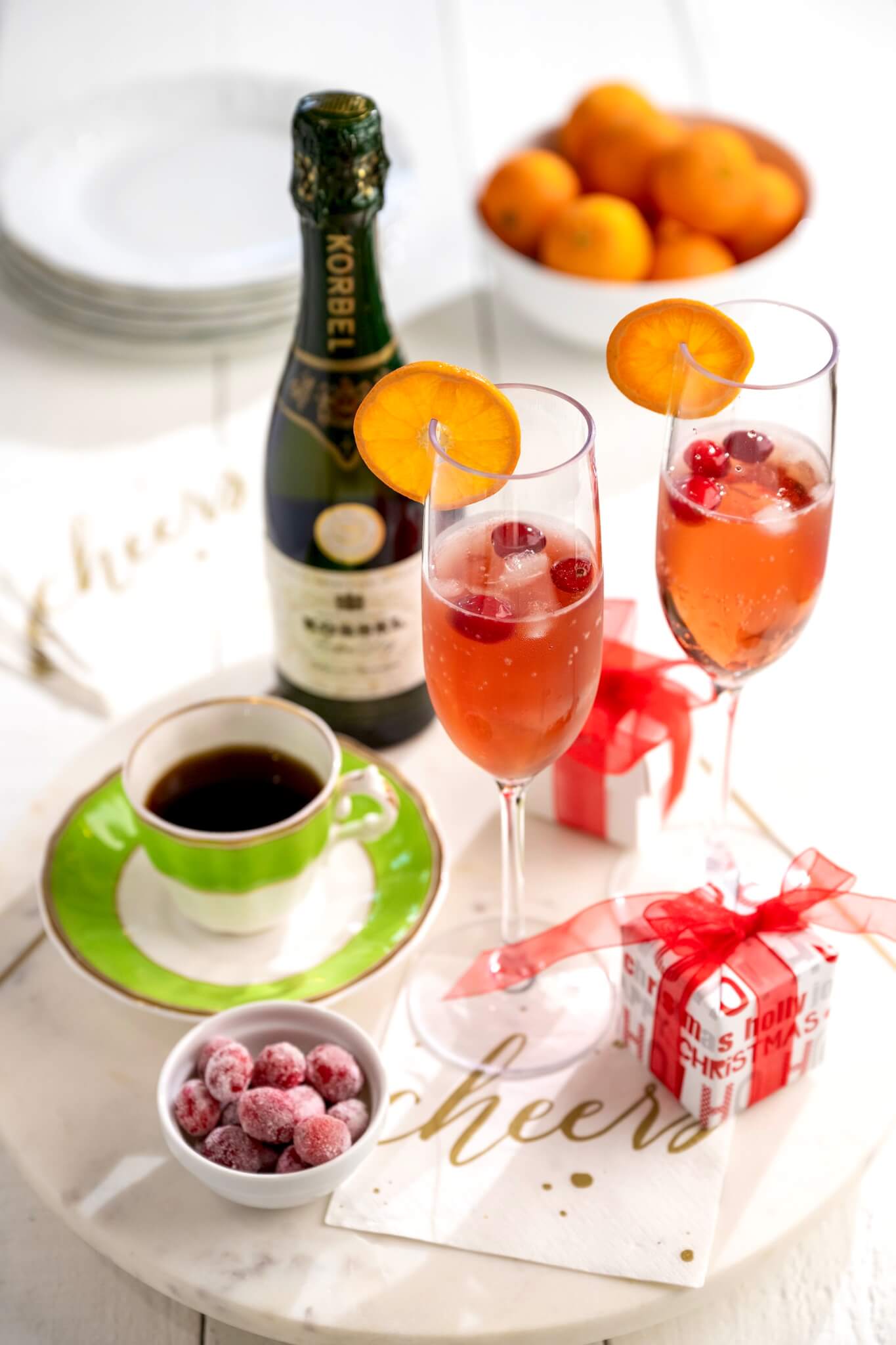 Quick, festive, and colorful, this twist on the traditional mimosa is an easy choice for holiday breakfasts and brunches throughout the year.