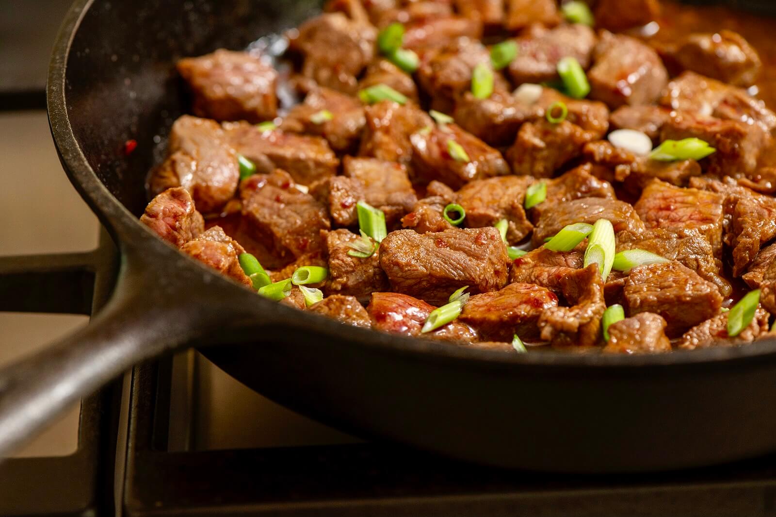 Lightning fast cook time and exceptional flavor may just earn these easy steak bites a spot on the weekly dinner rotation. Round out the meal with rice and a vegetable of choice.