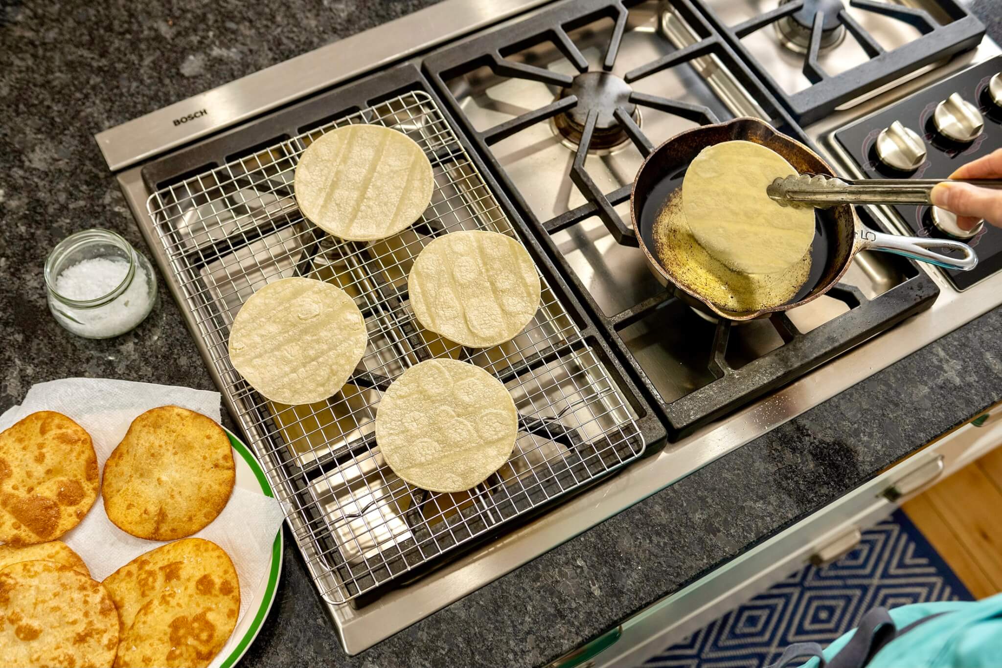 Transform a soft tortilla into a crisp, golden base for easy meals using your favorite meats, beans, cheeses, and veggies. It takes less than a minute per tortilla!