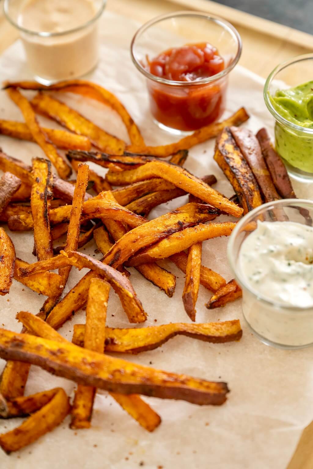 A few simple tips and 15 minutes is all you need to transform sweet potatoes into irresistible fries. A choice of dipping sauces takes them over the top!