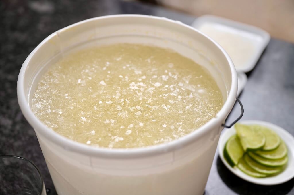 Slushy-like with spot-on margarita flavor, a big batch of this party favorite takes minutes to mix up and can be stored in the freezer until needed.