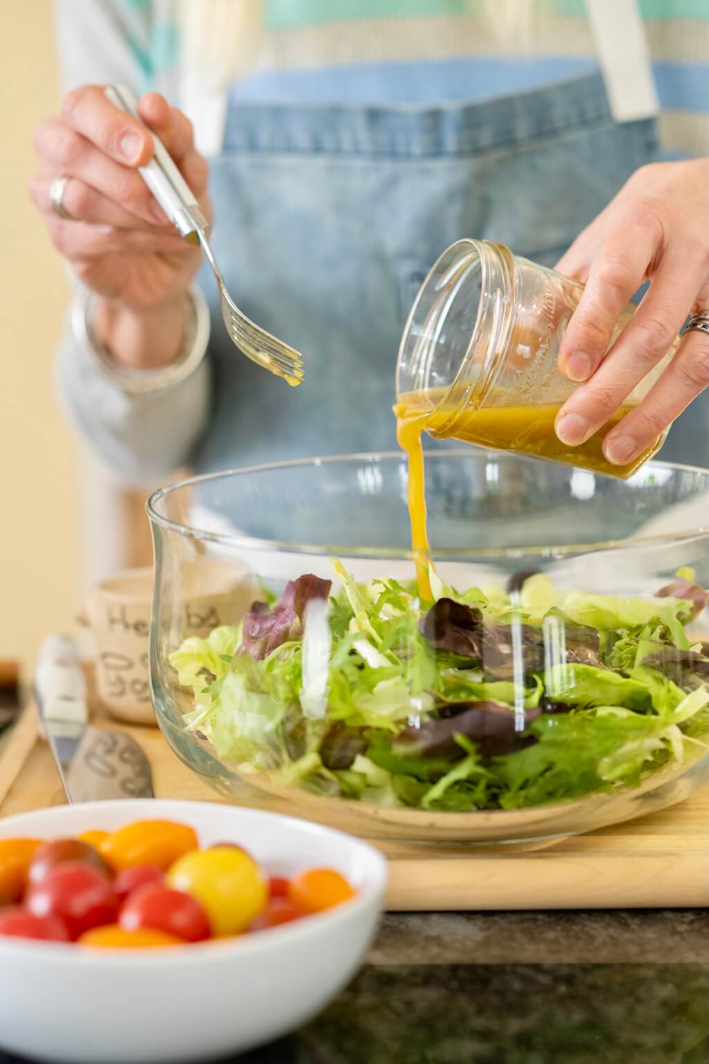 The shallot vinaigrette is the hallmark of this crisp salad, which is versatile enough to pair with nearly any meal and easy enough to enjoy every day!
