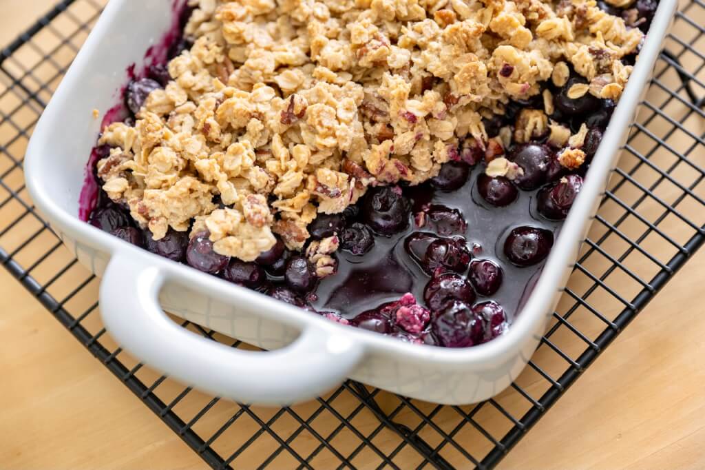 Plump, juicy blueberries provide a sweet foundation for an irresistible crisp topping you’ll want to use with other fruits too. Quick to make with dairy- and gluten-free options.